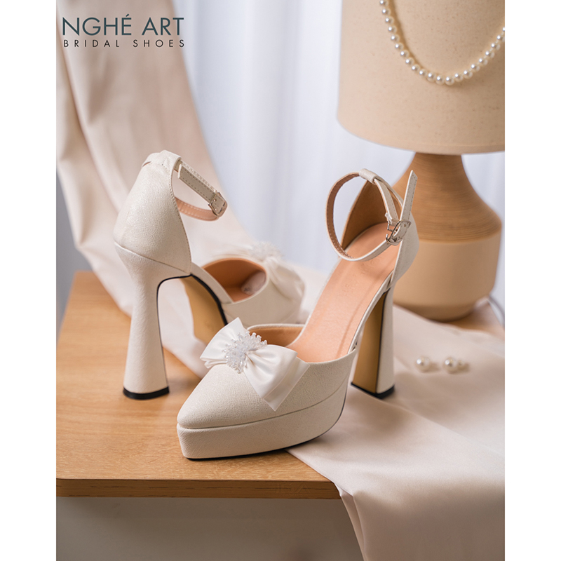 Giày cưới Nghé Art cao gót 13 phân đính nơ lụa pha lê 519-481-13p-nhu-trang - Ảnh 6 - Nghé Art Bridal Shoes – 0822288288