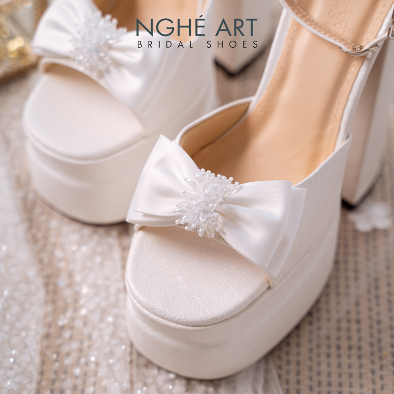Giày cưới Nghé Art cao gót 15 cm đính nơ pha lê 519-501-15P-NHU-TRANG - Ảnh 2 - Nghé Art Bridal Shoes – 0822288288