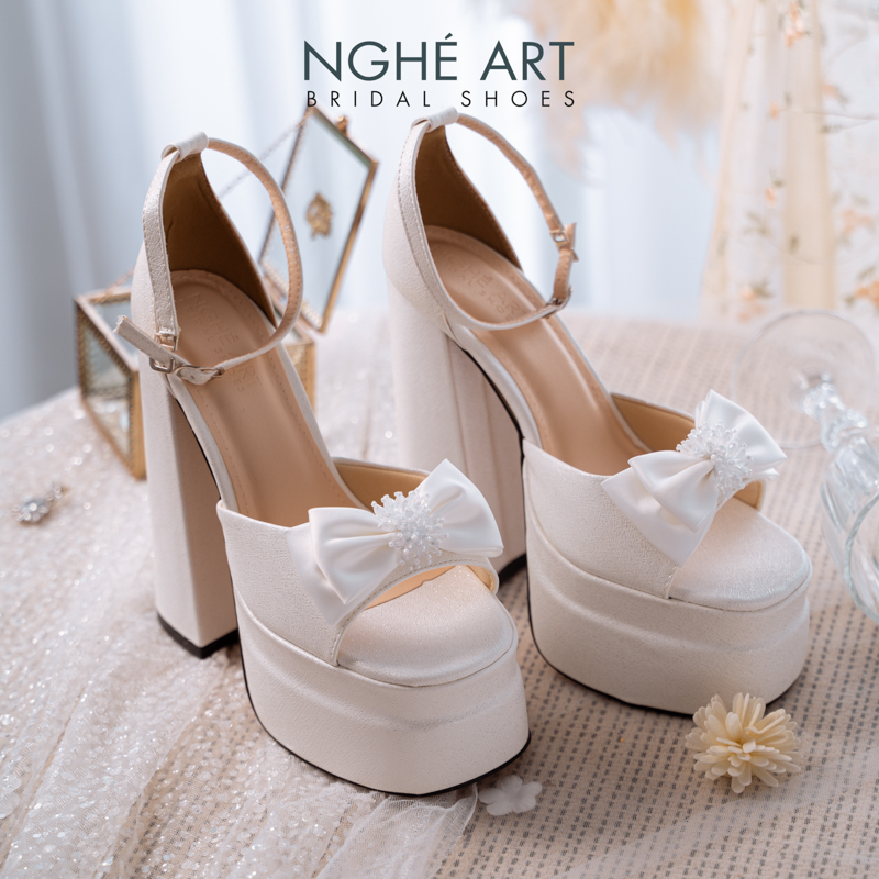 Giày cưới Nghé Art cao gót 15 cm đính nơ pha lê 519-501-15P-NHU-TRANG - Ảnh 3 - Nghé Art Bridal Shoes – 0822288288