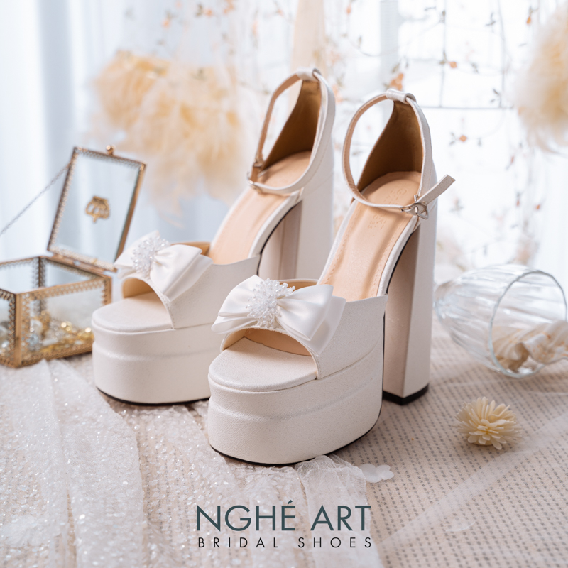 Giày cưới Nghé Art cao gót 15 cm đính nơ pha lê 519-501-15P-NHU-TRANG - Ảnh 4 - Nghé Art Bridal Shoes – 0822288288