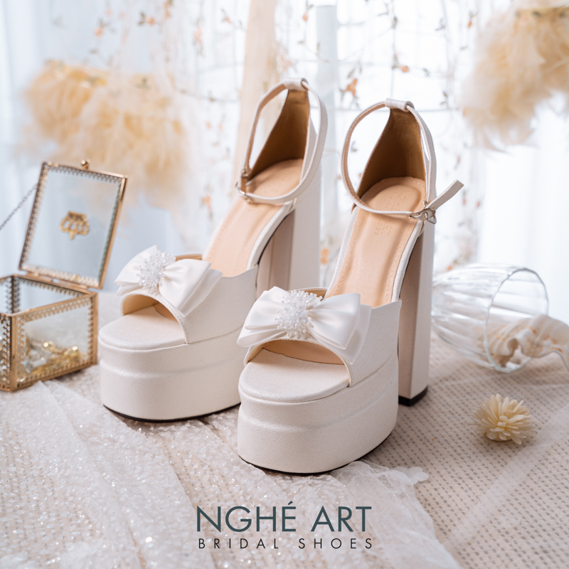 Giày cưới Nghé Art cao gót 15 cm đính nơ pha lê 519-501-15P-NHU-TRANG - Ảnh 5 - Nghé Art Bridal Shoes – 0822288288