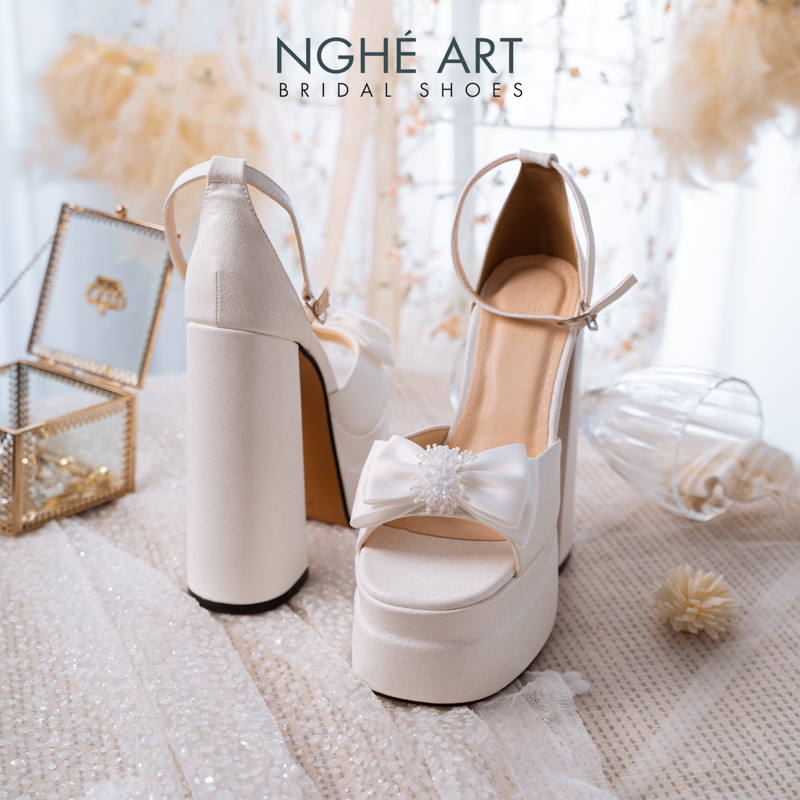 Giày cưới Nghé Art cao gót 15 cm đính nơ pha lê 519-501-15P-NHU-TRANG - Ảnh 6 - Nghé Art Bridal Shoes – 0822288288
