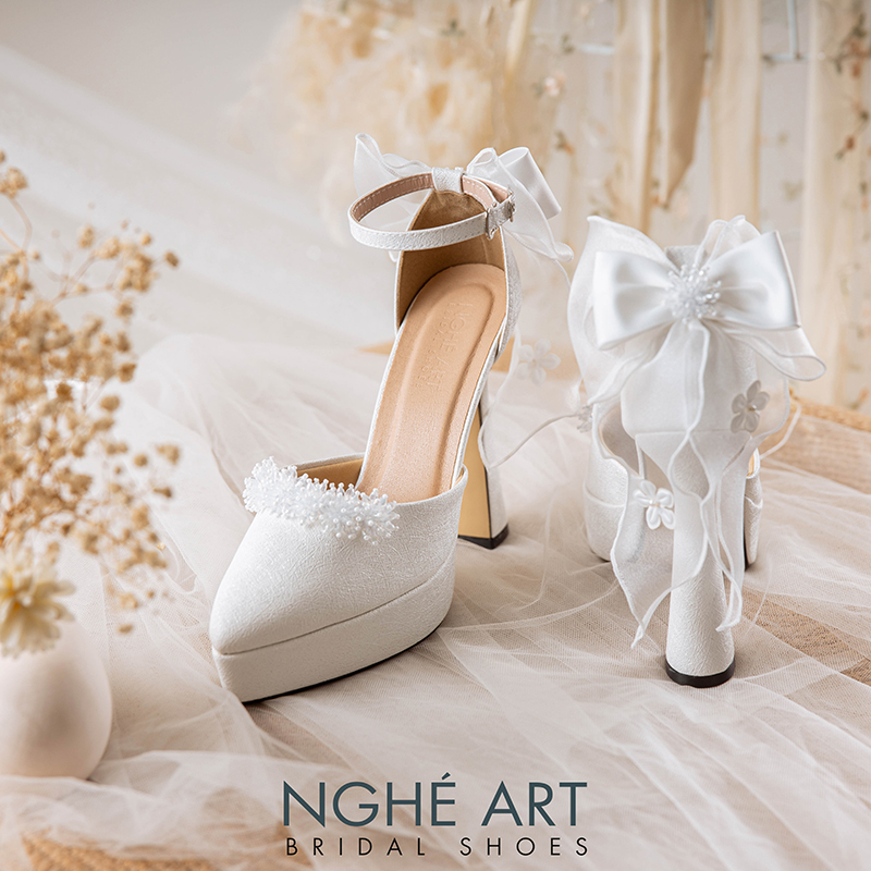 Giày cưới Nghé Art cao 13 cm đính pha lê gót nơ 523-481-13P-NHU-TRANG - Ảnh 6 - Nghé Art Bridal Shoes – 0822288288