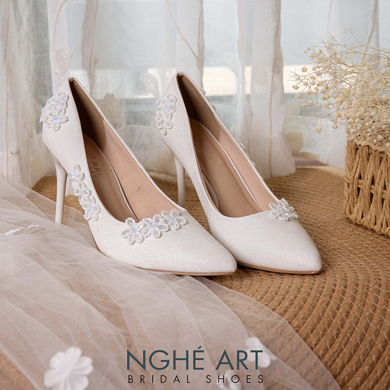 Giày cưới Nghé Art cao 10 cm đính hoa mai pha lê 526-377-10P-NHU-TRANG - Ảnh 2 - Nghé Art Bridal Shoes – 0822288288