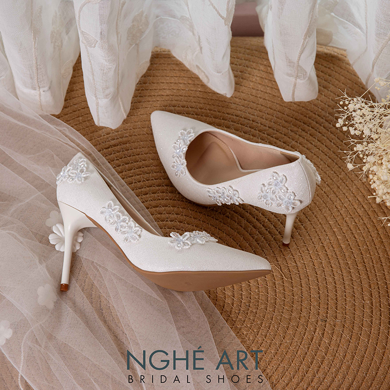 Giày cưới Nghé Art cao 10 cm đính hoa mai pha lê 526-377-10P-NHU-TRANG - Ảnh 3 - Nghé Art Bridal Shoes – 0822288288