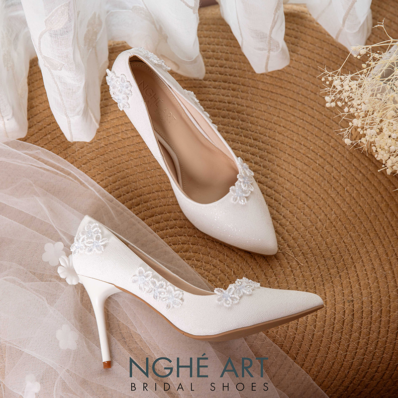 Giày cưới Nghé Art cao 10 cm đính hoa mai pha lê 526-377-10P-NHU-TRANG - Ảnh 4 - Nghé Art Bridal Shoes – 0822288288