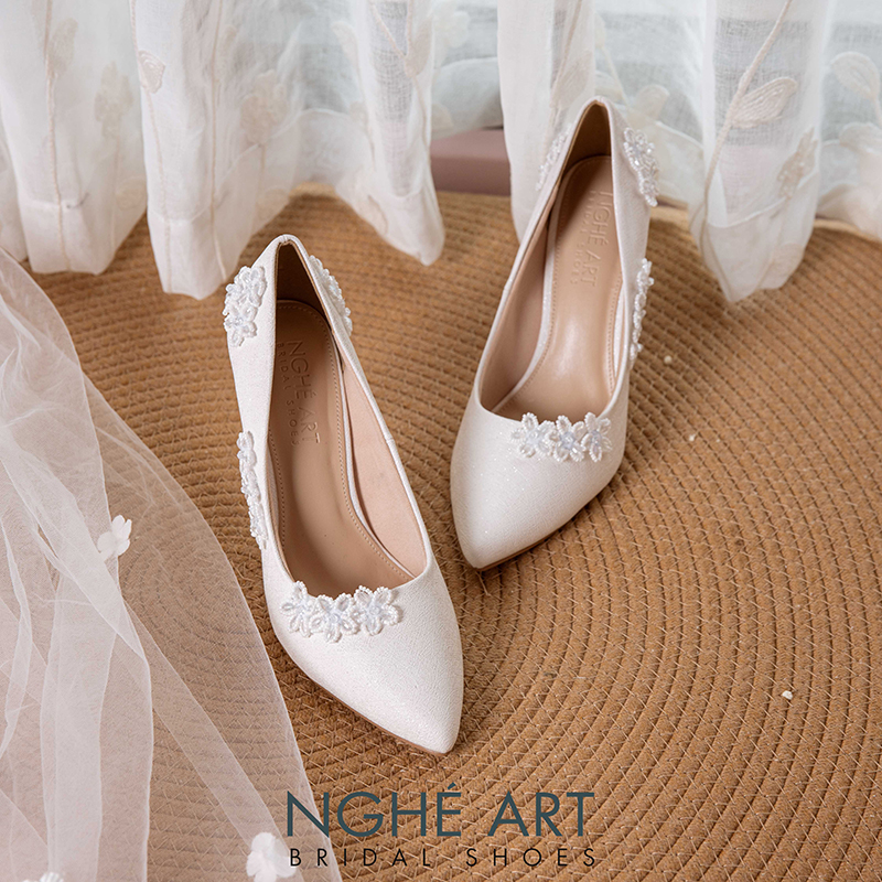 Giày cưới Nghé Art cao 10 cm đính hoa mai pha lê 526-377-10P-NHU-TRANG - Ảnh 7 - Nghé Art Bridal Shoes – 0822288288