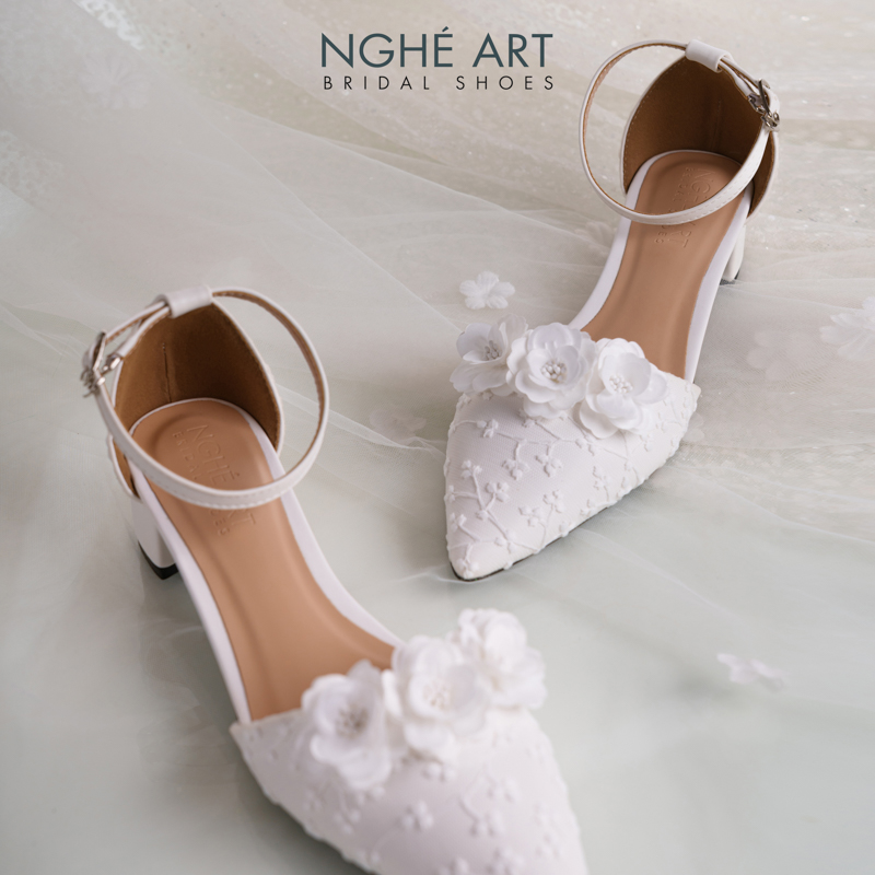 Giày cưới Nghé Art form búp bê ren thủ công 529-211-4P-DA-TRANG - Ảnh 4 - Nghé Art Bridal Shoes – 0822288288