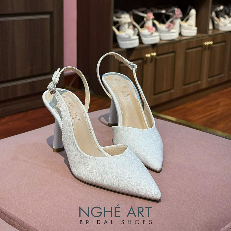 Giày cưới Nghé Art basic form slingback dáng hở eo 535 - Ảnh 1 - Nghé Art Bridal Shoes – 0822288288