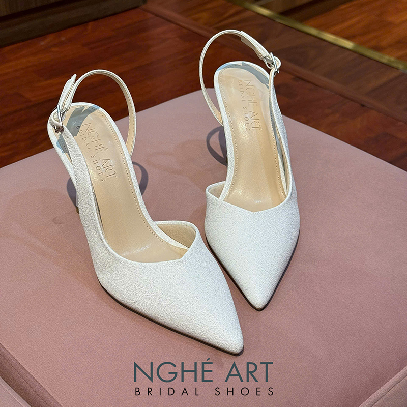 Giày cưới Nghé Art basic form slingback dáng hở eo 535 - Ảnh 5 - Nghé Art Bridal Shoes – 0822288288