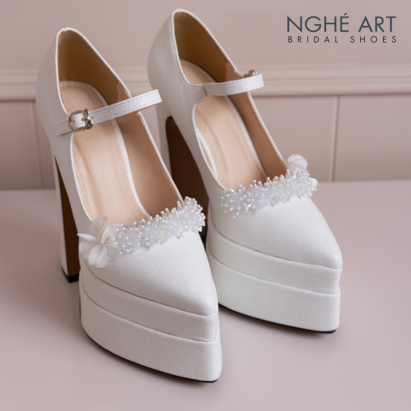Giày cưới Nghé Art cao gót 15 cm đính hoa pha lê 540-546-15P-NHU-TRANG - Ảnh 2 - Nghé Art Bridal Shoes – 0822288288