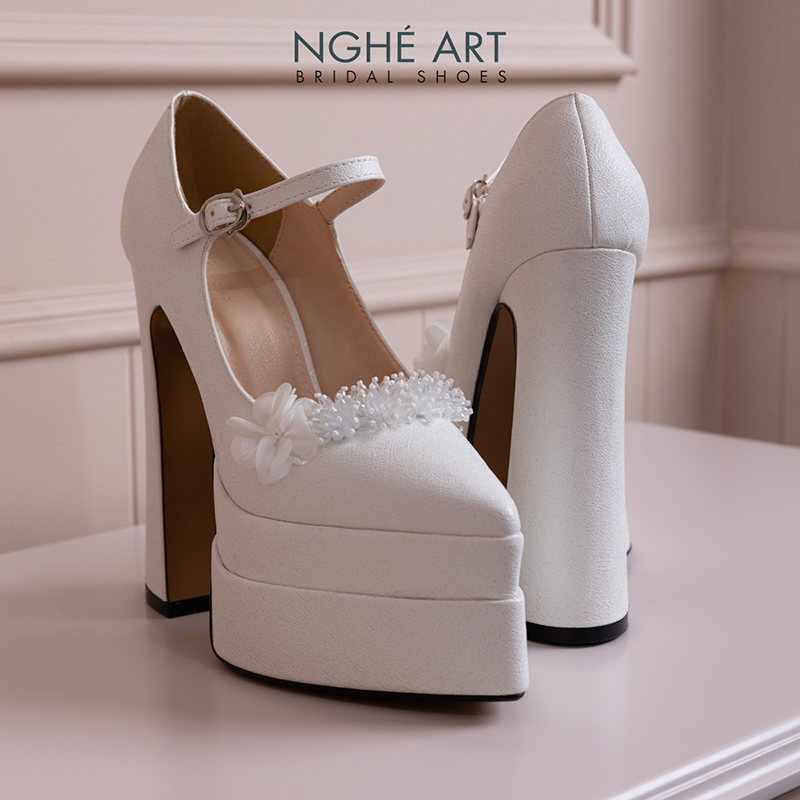 Giày cưới Nghé Art cao gót 15 cm đính hoa pha lê 540-546-15P-NHU-TRANG - Ảnh 3 - Nghé Art Bridal Shoes – 0822288288