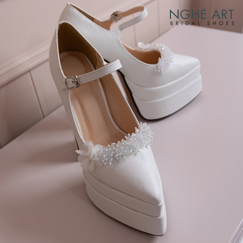 Giày cưới Nghé Art cao gót 15 cm đính hoa pha lê 540-546-15P-NHU-TRANG - Ảnh 4 - Nghé Art Bridal Shoes – 0822288288