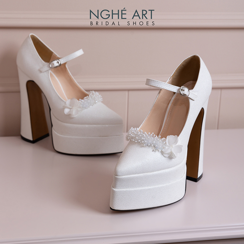 Giày cưới Nghé Art cao gót 15 cm đính hoa pha lê 540-546-15P-NHU-TRANG - Ảnh 5 - Nghé Art Bridal Shoes – 0822288288