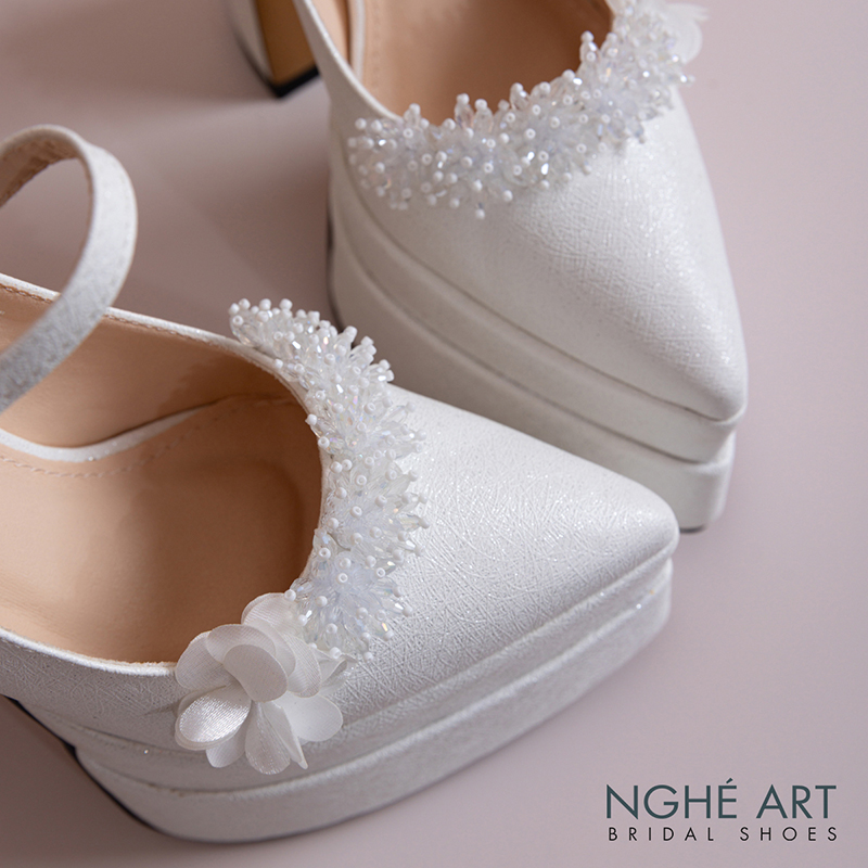 Giày cưới Nghé Art cao gót 15 cm đính hoa pha lê 540-546-15P-NHU-TRANG - Ảnh 6 - Nghé Art Bridal Shoes – 0822288288