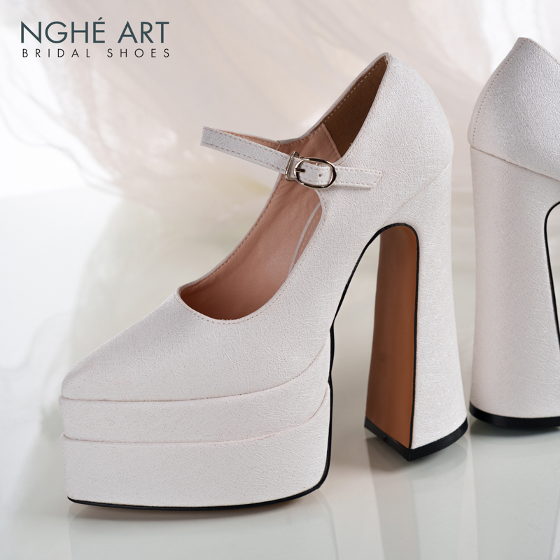 Giày cưới Nghé Art basic cao gót 15 phân 546-15P-NHU-TRANG - Ảnh 3 - Nghé Art Bridal Shoes – 0822288288