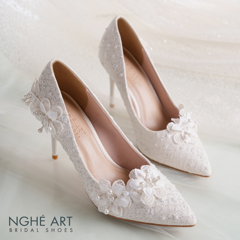 Giày cưới Nghé Art cao gót ren kim tuyến thủ công 552-377-10P-NHU-TRANG - Ảnh 8 - Nghé Art Bridal Shoes – 0822288288