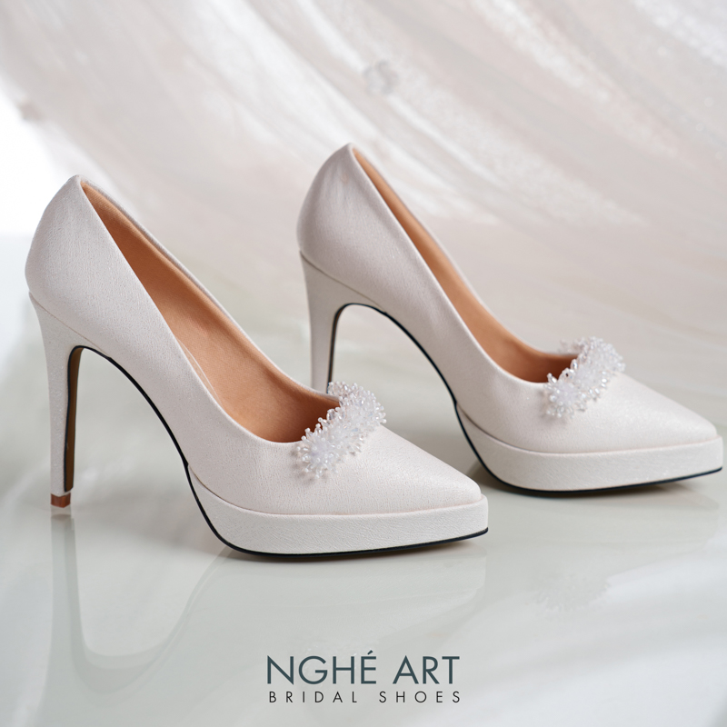 Giày cưới Nghé Art cao gót 12 cm đính hoa pha lê 554-543-12P-NHU-TRANG - Ảnh 2 - Nghé Art Bridal Shoes – 0822288288