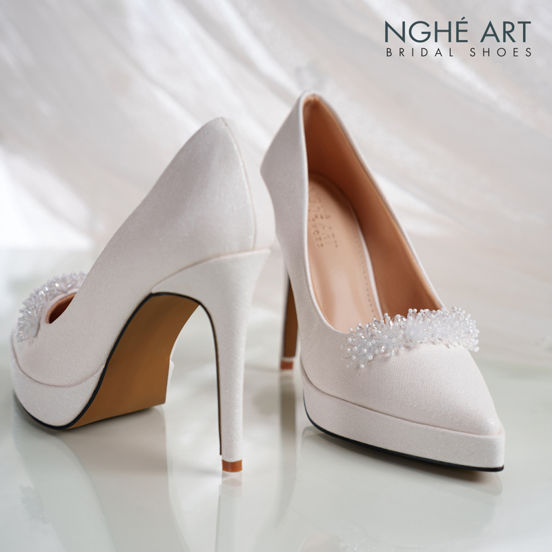 Giày cưới Nghé Art cao gót 12 cm đính hoa pha lê 554-543-12P-NHU-TRANG - Ảnh 3 - Nghé Art Bridal Shoes – 0822288288