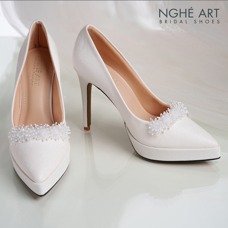Giày cưới Nghé Art cao gót 12 cm đính hoa pha lê 554-543-12P-NHU-TRANG - Ảnh 4 - Nghé Art Bridal Shoes – 0822288288