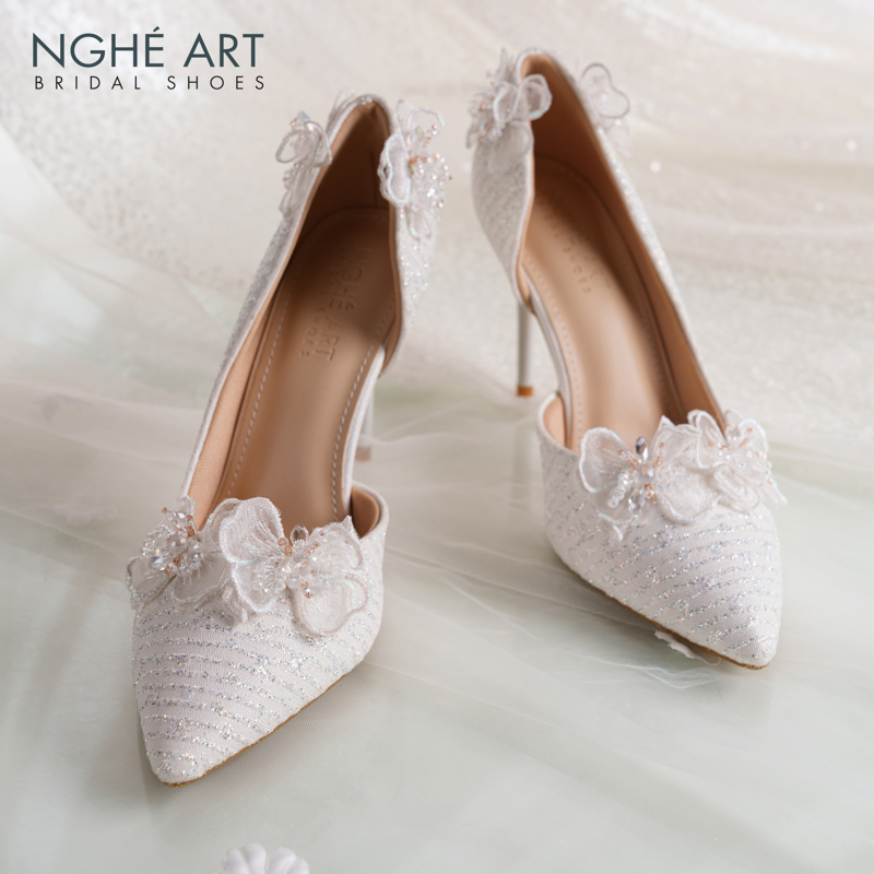 Giày cưới Nghé Art cao gót ren hoa voan pha lê 558-442-NHU-TRANG - Ảnh 2 - Nghé Art Bridal Shoes – 0822288288