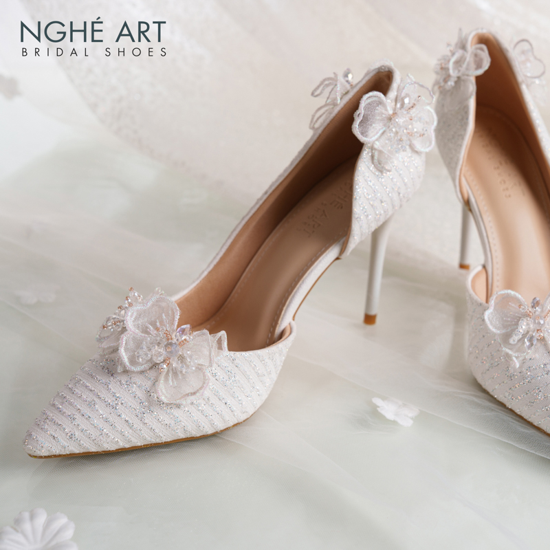 Giày cưới Nghé Art cao gót ren hoa voan pha lê 558-442-NHU-TRANG - Ảnh 3 - Nghé Art Bridal Shoes – 0822288288
