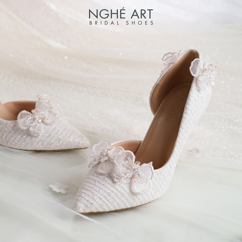 Giày cưới Nghé Art cao gót ren hoa voan pha lê 558-442-NHU-TRANG - Ảnh 4 - Nghé Art Bridal Shoes – 0822288288
