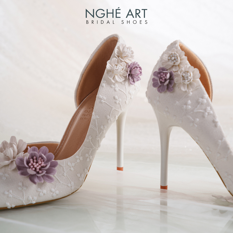 Giày cưới Nghé Art form ren hoa tím vintage 563-442-NHU-TRANG - Ảnh 10 - Nghé Art Bridal Shoes – 0822288288