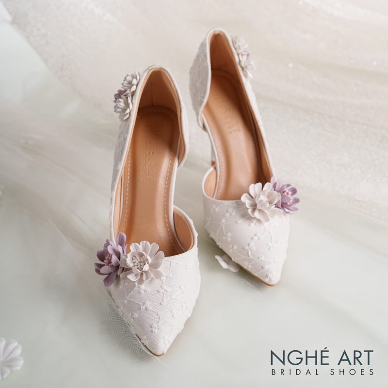 Giày cưới Nghé Art form ren hoa tím vintage 563-442-NHU-TRANG - Ảnh 3 - Nghé Art Bridal Shoes – 0822288288