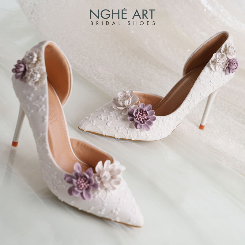 Giày cưới Nghé Art form ren hoa tím vintage 563-442-NHU-TRANG - Ảnh 7 - Nghé Art Bridal Shoes – 0822288288