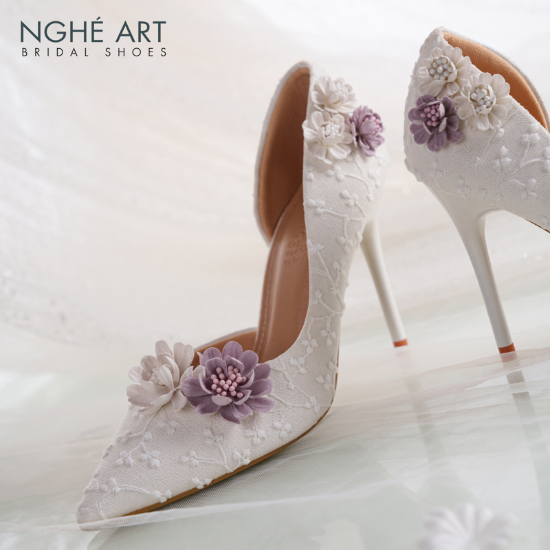 Giày cưới Nghé Art form ren hoa tím vintage 563-442-NHU-TRANG - Ảnh 9 - Nghé Art Bridal Shoes – 0822288288