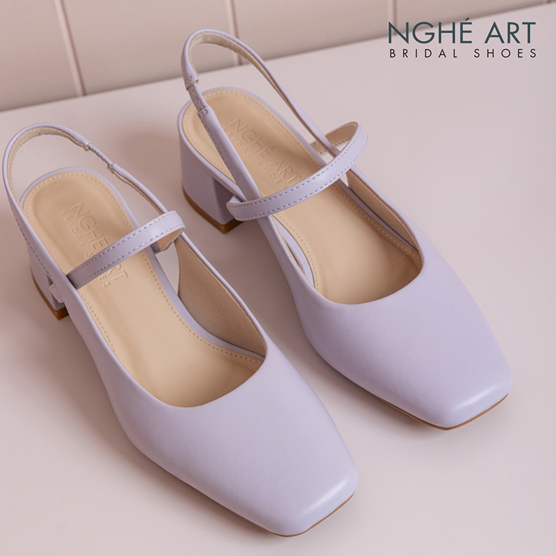 Giày cưới Nghé Art basic dáng slingback 5 cm 565-5P-DA-TIM - Ảnh 1 - Nghé Art Bridal Shoes – 0822288288