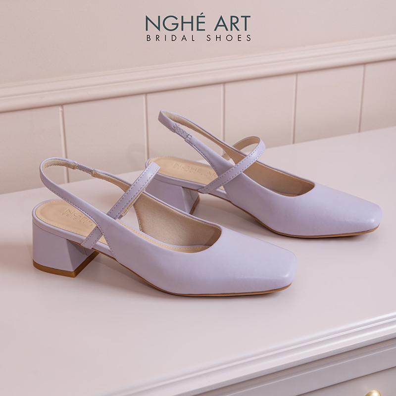 Giày cưới Nghé Art basic dáng slingback 5 cm 565-5P-DA-TIM - Ảnh 2 - Nghé Art Bridal Shoes – 0822288288
