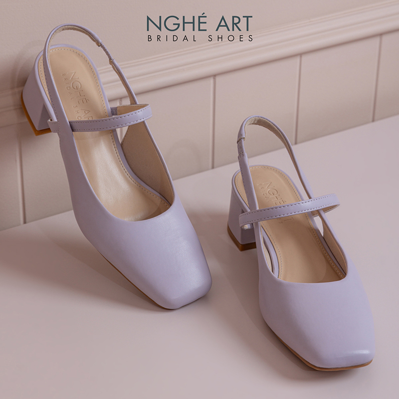 Giày cưới Nghé Art basic dáng slingback 5 cm 565-5P-DA-TIM - Ảnh 5 - Nghé Art Bridal Shoes – 0822288288