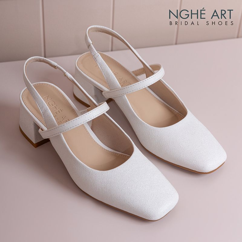 Giày cưới Nghé Art basic dáng slingback 5 cm 565-5P-NHU-TRANG - Ảnh 1 - Nghé Art Bridal Shoes – 0822288288