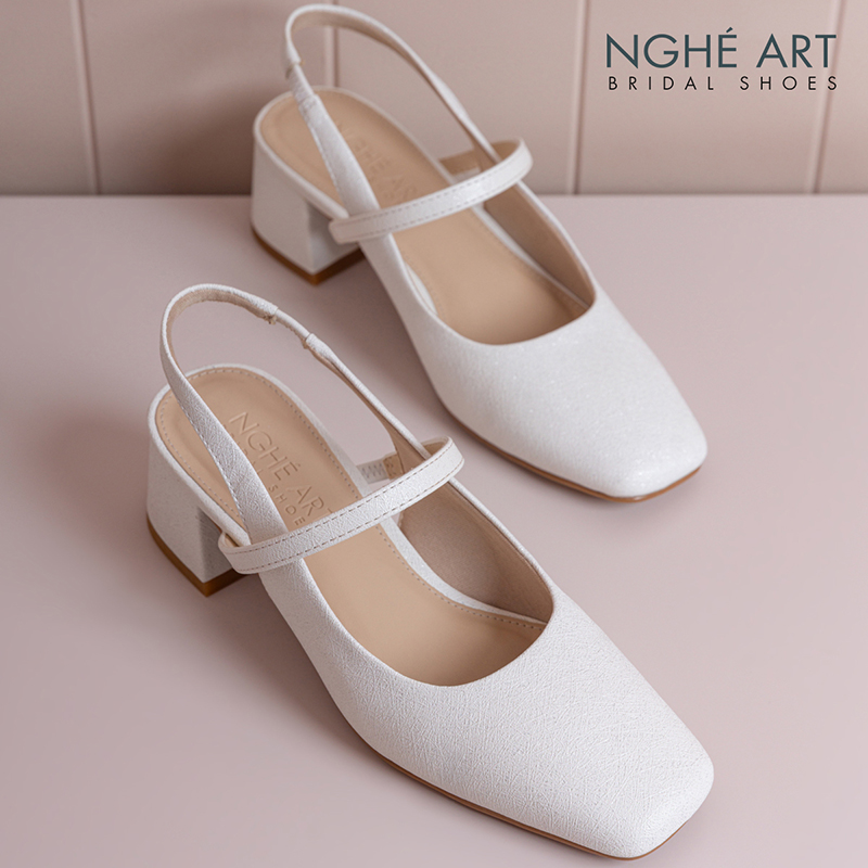 Giày cưới Nghé Art basic dáng slingback 5 cm 565-5P-NHU-TRANG - Ảnh 2 - Nghé Art Bridal Shoes – 0822288288