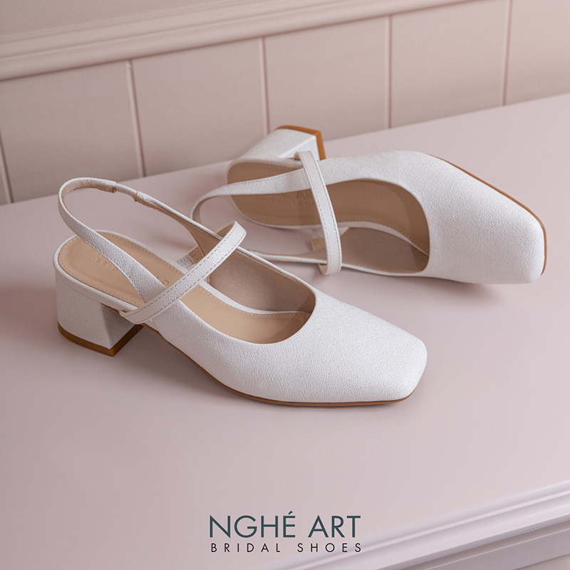 Giày cưới Nghé Art basic dáng slingback 5 cm 565-5P-NHU-TRANG - Ảnh 4 - Nghé Art Bridal Shoes – 0822288288