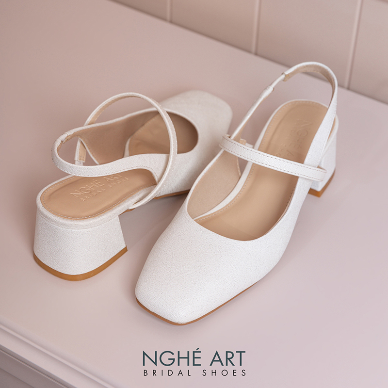 Giày cưới Nghé Art basic dáng slingback 5 cm 565-5P-NHU-TRANG - Ảnh 5 - Nghé Art Bridal Shoes – 0822288288