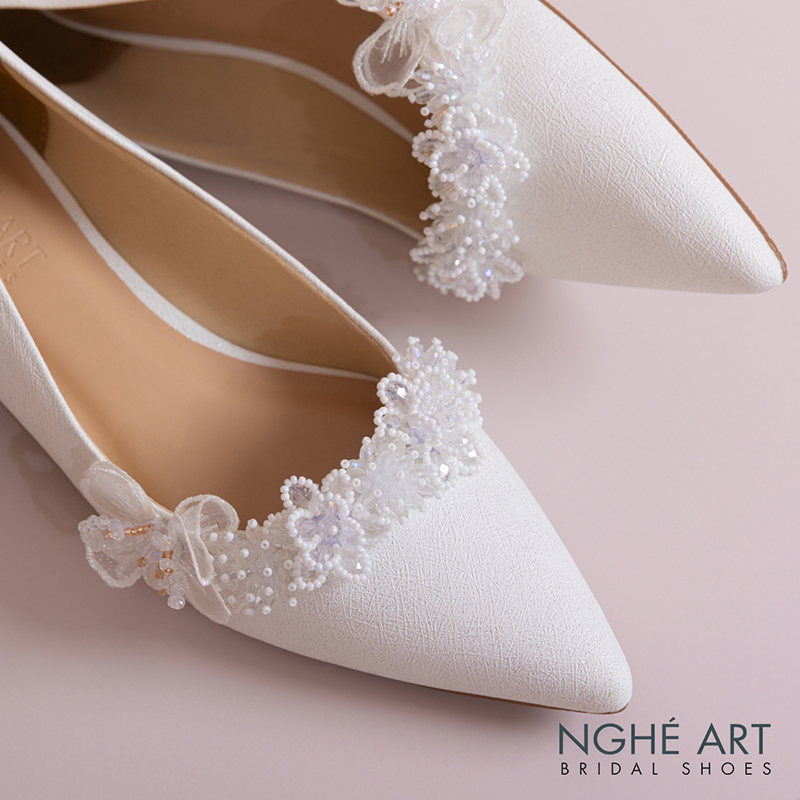 Giày cưới Nghé Art cao 4 cm hoa voan pha lê 571-274-4P-NHU-TRANG - Ảnh 4 - Nghé Art Bridal Shoes – 0822288288