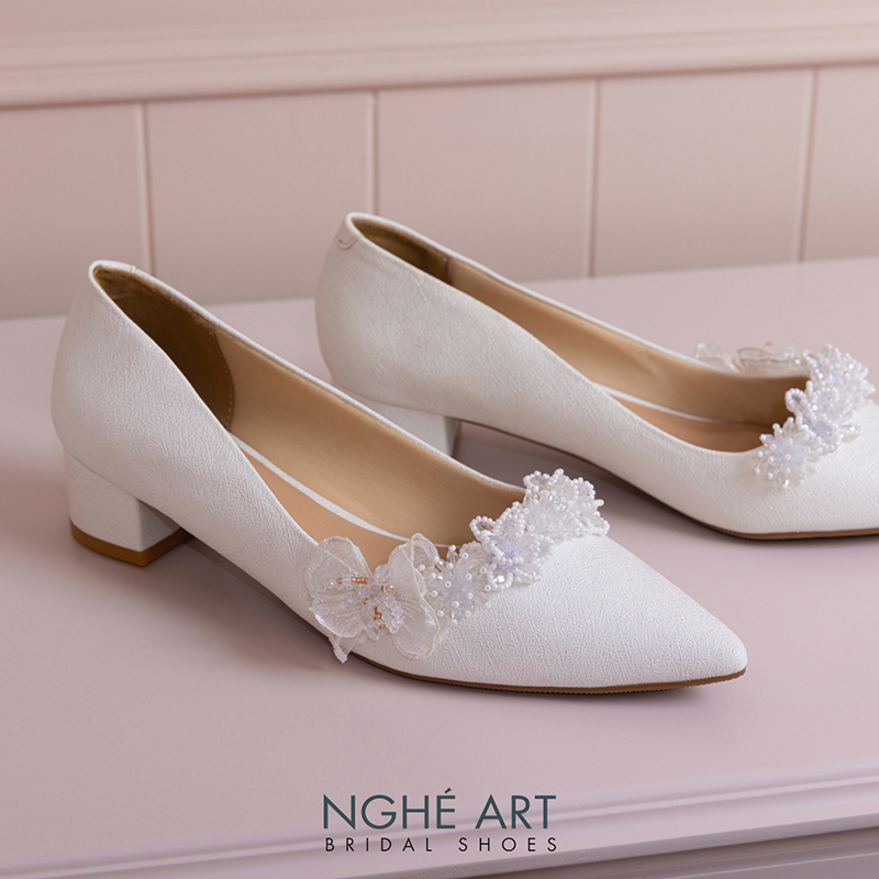 Giày cưới Nghé Art cao 4 cm hoa voan pha lê 571-274-4P-NHU-TRANG - Ảnh 6 - Nghé Art Bridal Shoes – 0822288288