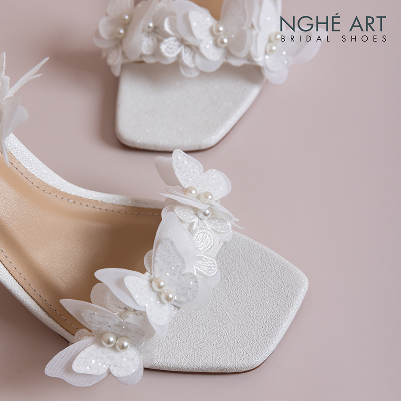 Giày cưới Nghé Art sandal 9 cm hoa và cánh bướm 572-566-9P-NHU-TRANG - Ảnh 6 - Nghé Art Bridal Shoes – 0822288288
