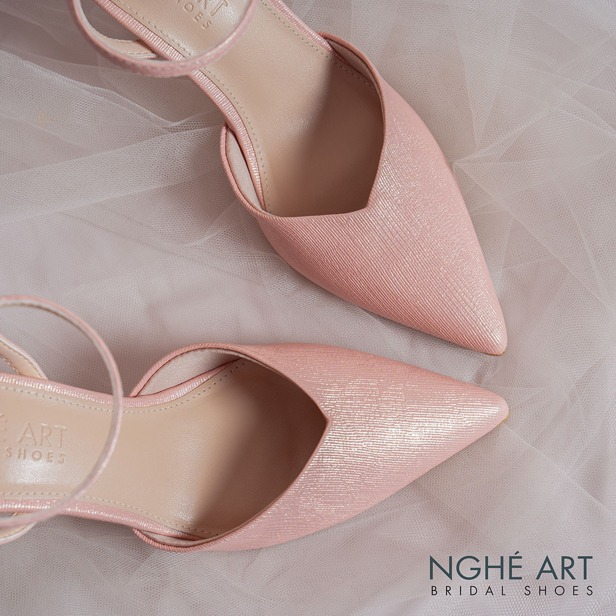Giày cưới Nghé Art basic cao gót 590-9P-NHU-HONG - Ảnh 2 - Nghé Art Bridal Shoes – 0822288288