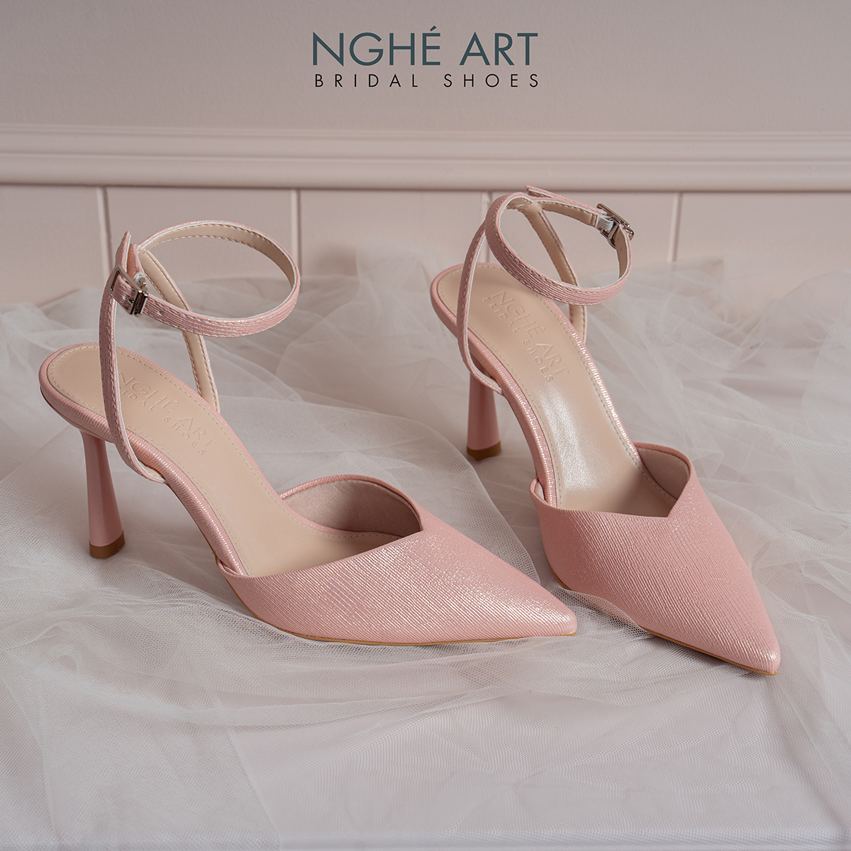 Giày cưới Nghé Art basic cao gót 590-9P-NHU-HONG - Ảnh 6 - Nghé Art Bridal Shoes – 0822288288