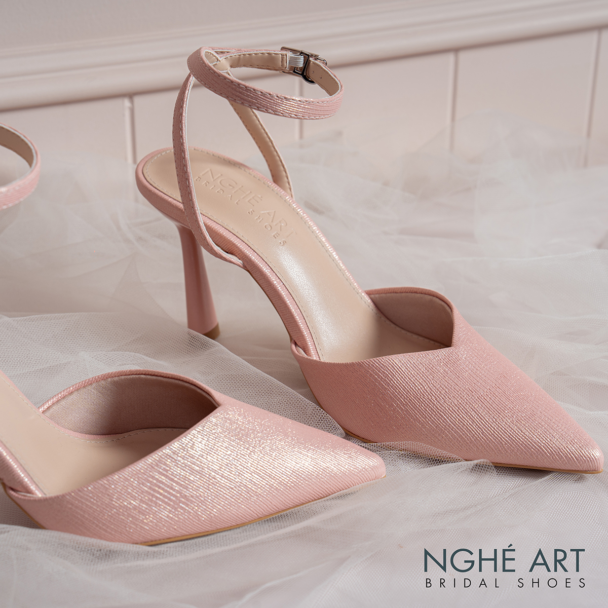 Giày cưới Nghé Art basic cao gót 590-9P-NHU-HONG - Ảnh 8 - Nghé Art Bridal Shoes – 0822288288