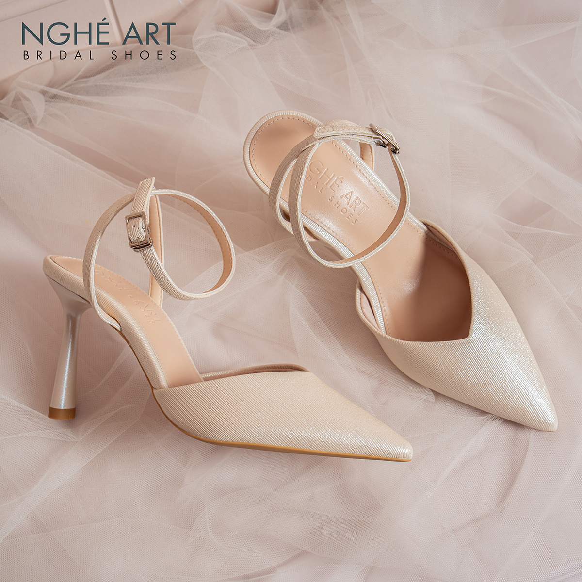 Giày cưới Nghé Art basic cao gót 590-9P-NHU-VANG - Ảnh 6 - Nghé Art Bridal Shoes – 0822288288