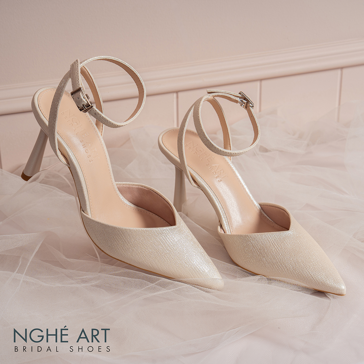 Giày cưới Nghé Art basic cao gót 590-9P-NHU-VANG - Ảnh 7 - Nghé Art Bridal Shoes – 0822288288
