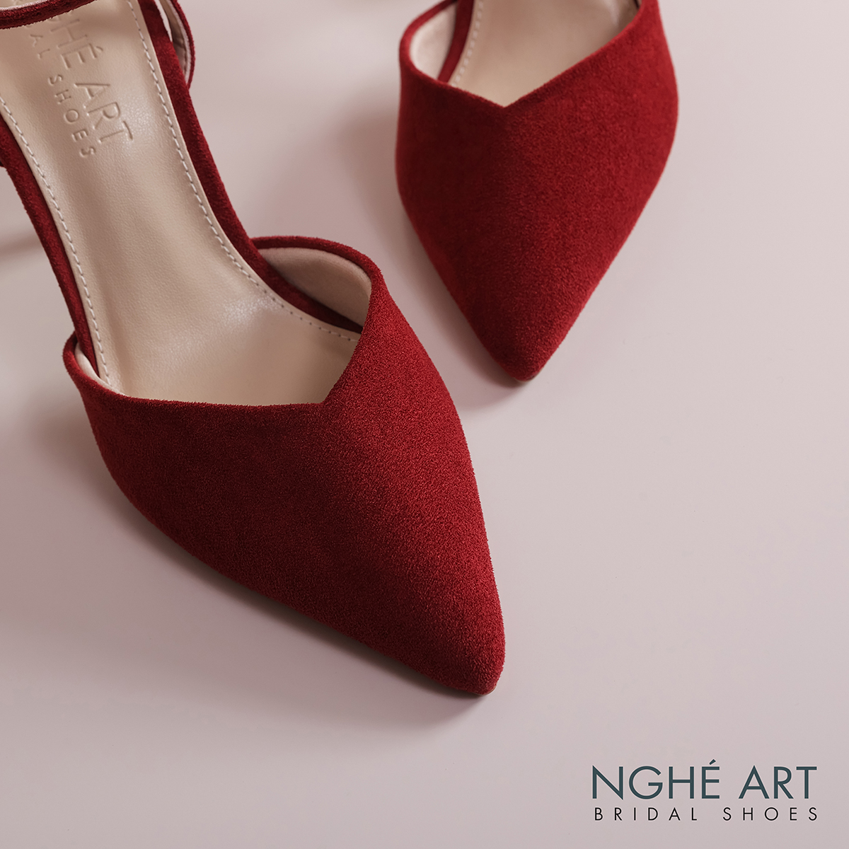 Giày cưới Nghé Art basic cao gót nhung đỏ 590-9P-NHUNG-DO - Ảnh 2 - Nghé Art Bridal Shoes – 0822288288