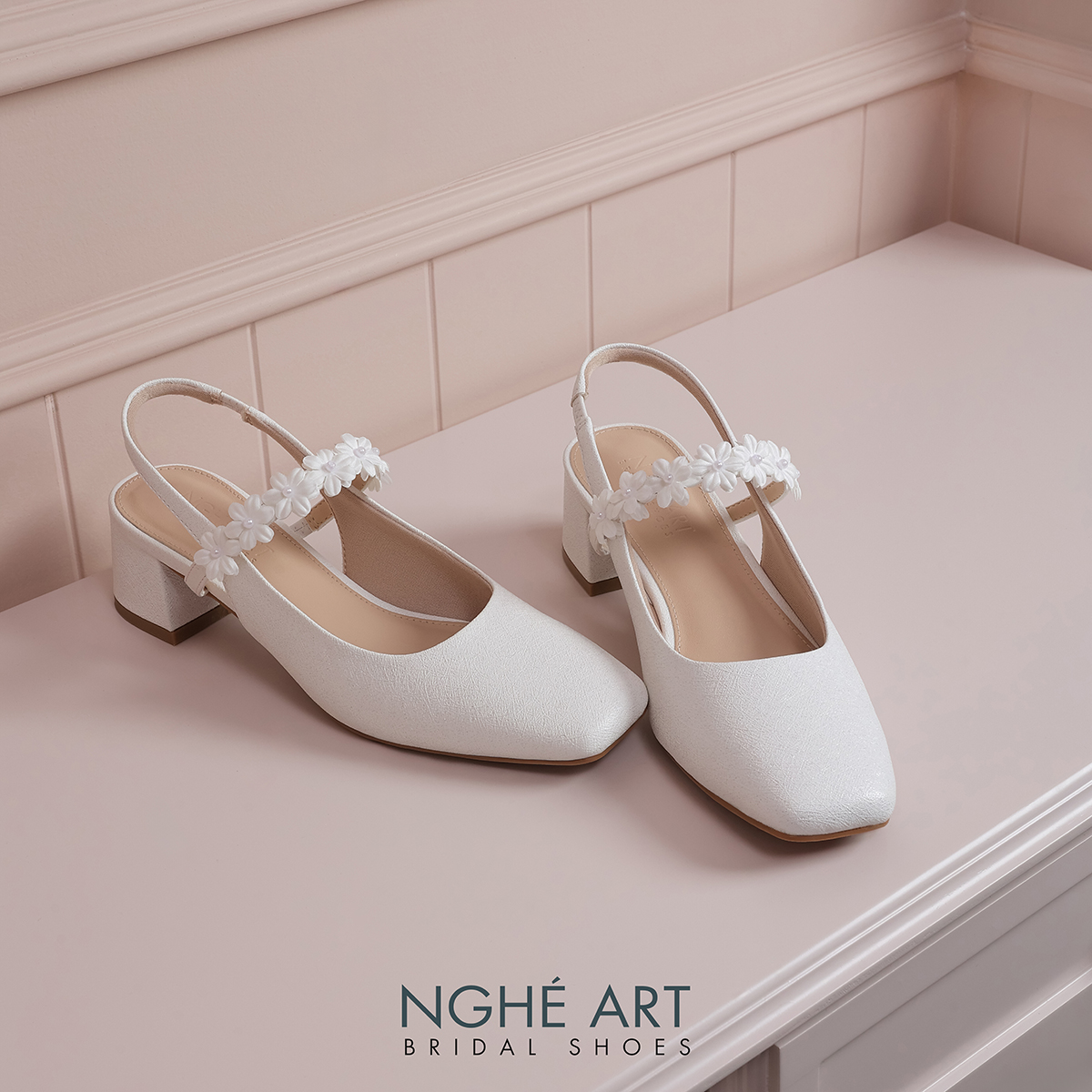 Giày cưới Nghé Art slingback quai đính hoa 591-565-5P-NHU-TRANG - Ảnh 2 - Nghé Art Bridal Shoes – 0822288288