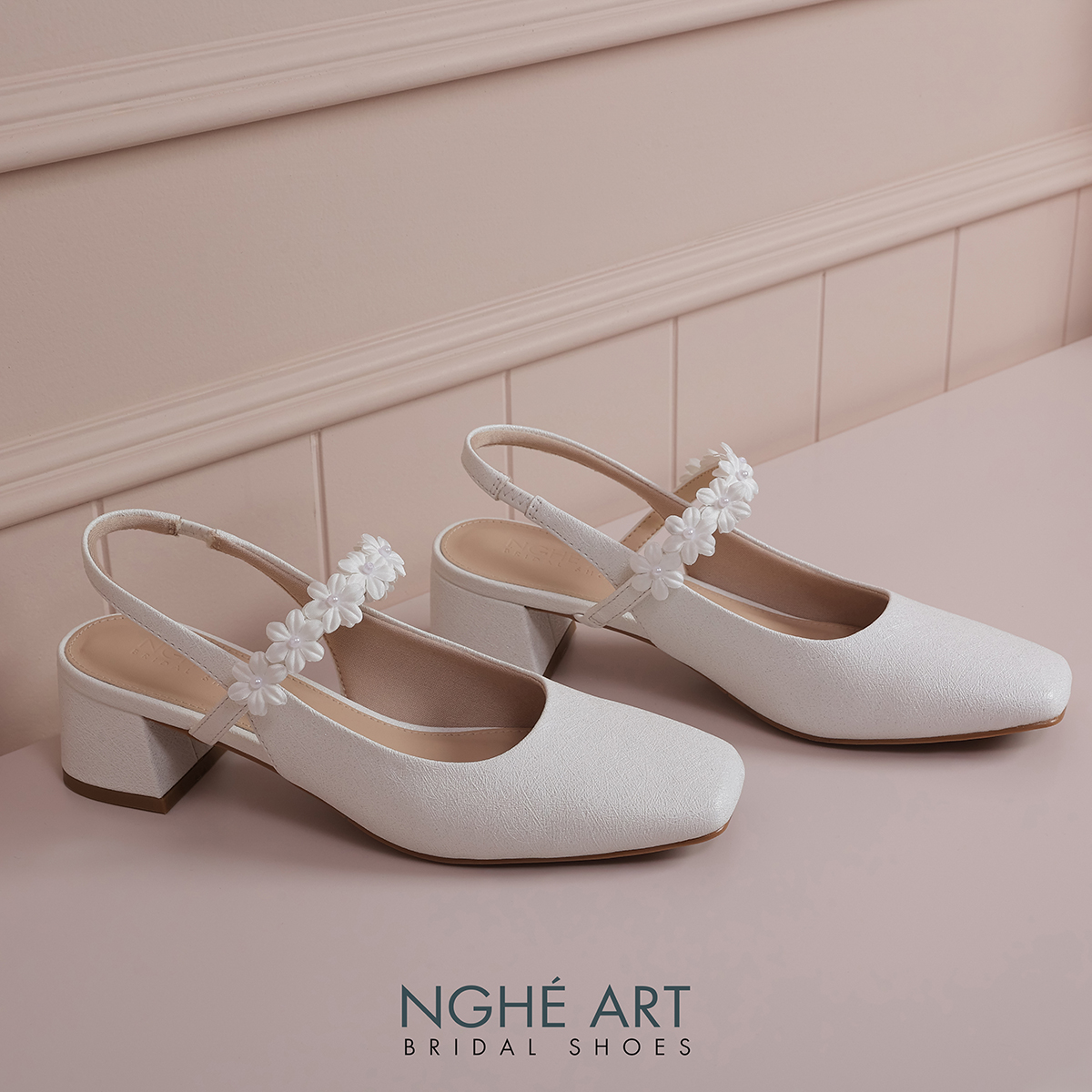 Giày cưới Nghé Art slingback quai đính hoa 591-565-5P-NHU-TRANG - Ảnh 5 - Nghé Art Bridal Shoes – 0822288288