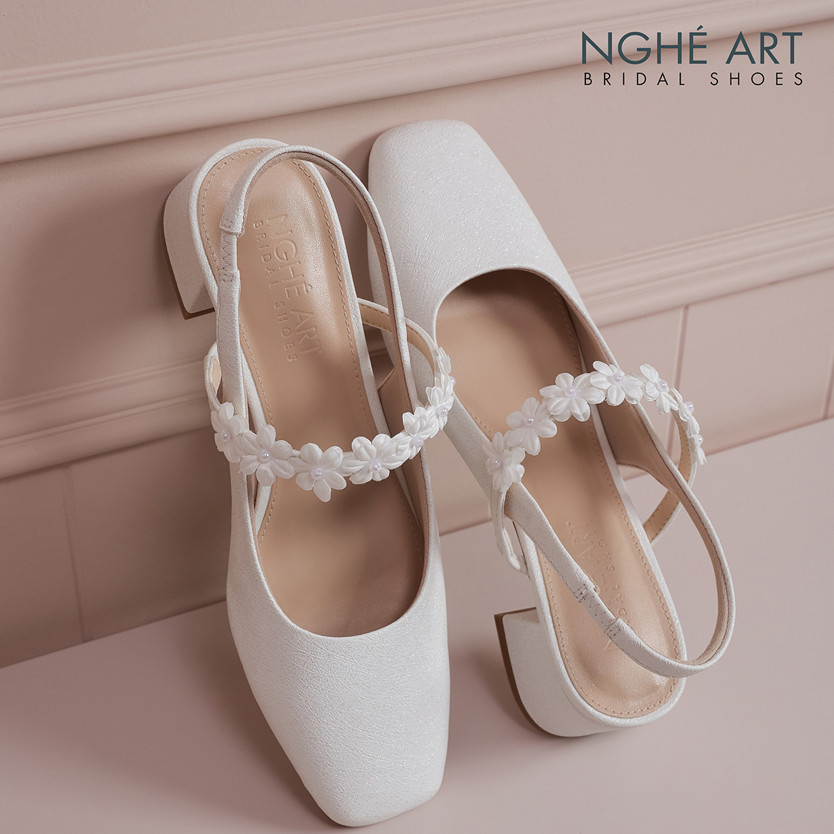 Giày cưới Nghé Art slingback quai đính hoa 591-565-5P-NHU-TRANG - Ảnh 6 - Nghé Art Bridal Shoes – 0822288288